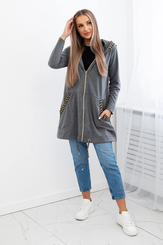 Sweatshirt mit Zierband graphit