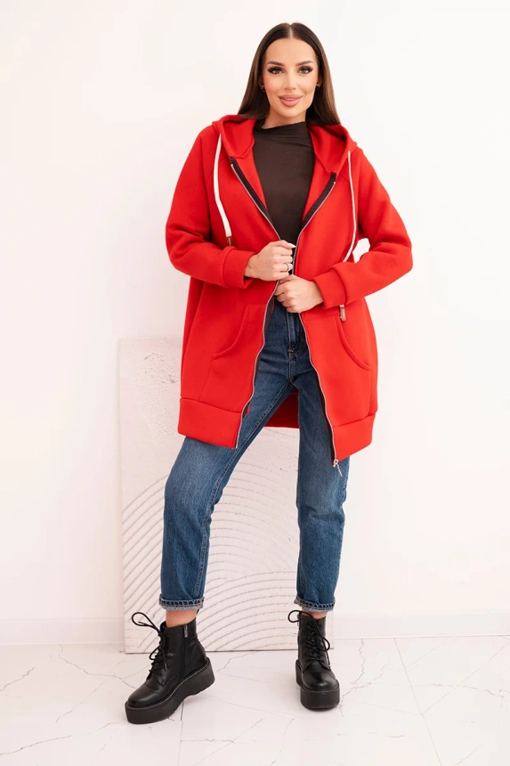 Women's insulated hoodie with zipper red