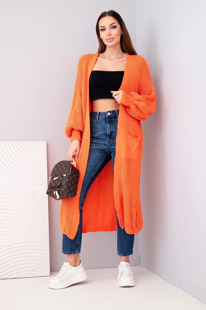 Pullover lange Strickjacke Orange