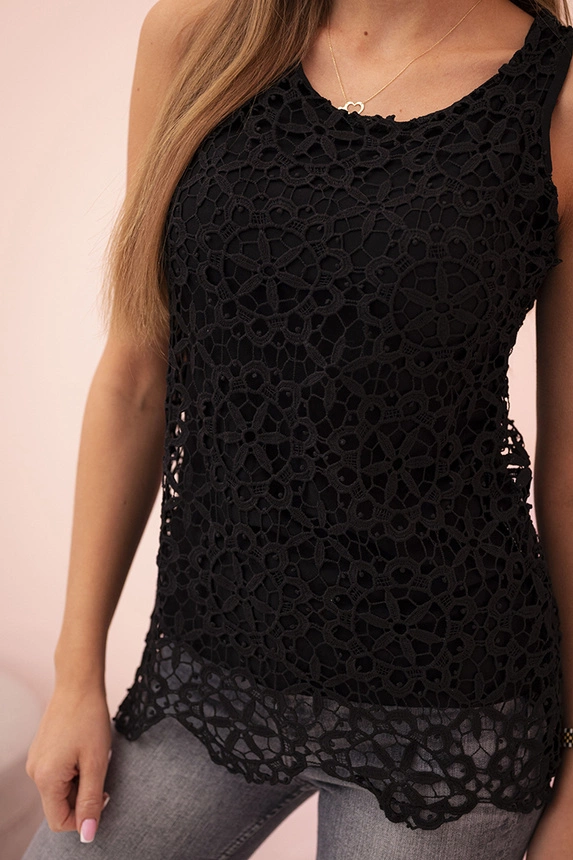 Women's blouse with sleeveless lace black
