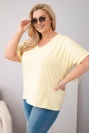 Women's cotton plus-size blouse with a V-neck and fringe on the back yellow