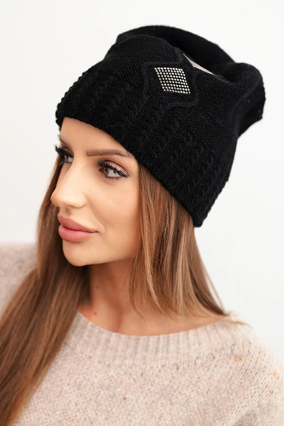 Women's winter wool hat with zirconia K453 graphite