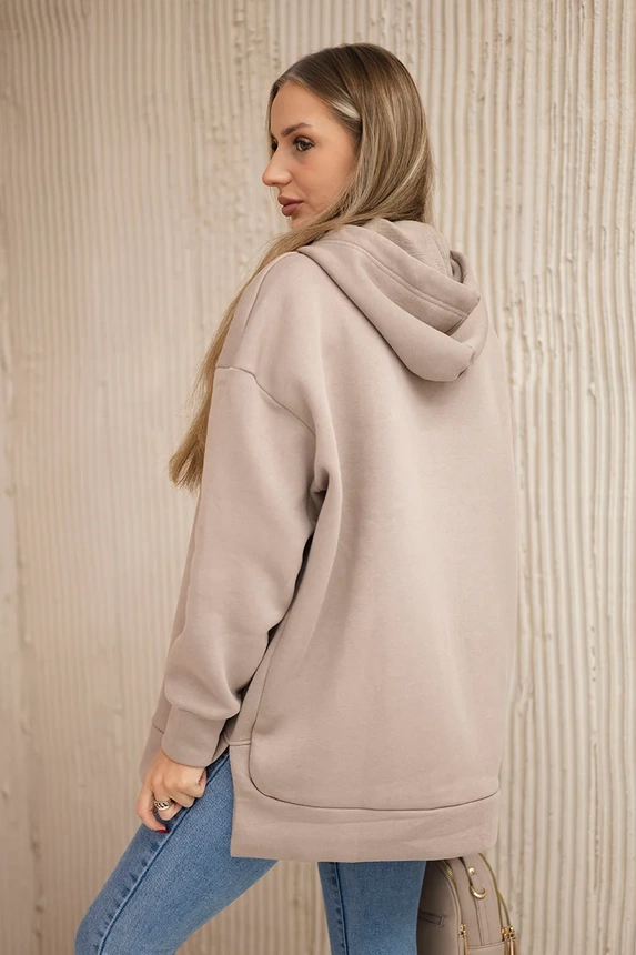 Isoliertes Sweatshirt mit Reißverschluss an der Seite dunkelbeige