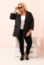 Plus Size women's quilted jacket with collar and button black