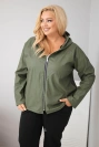 Kurtka damska Plus Size z kapturem i regulowanym dołem khaki