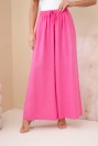 Women's wide cotton trousers with elastic waistband pink