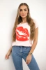 Blouse with lips print powdered pink