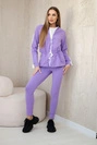 Women's cotton set with stripe and welts violet