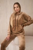 Velour set kangaroo sweatshirt + pants camel