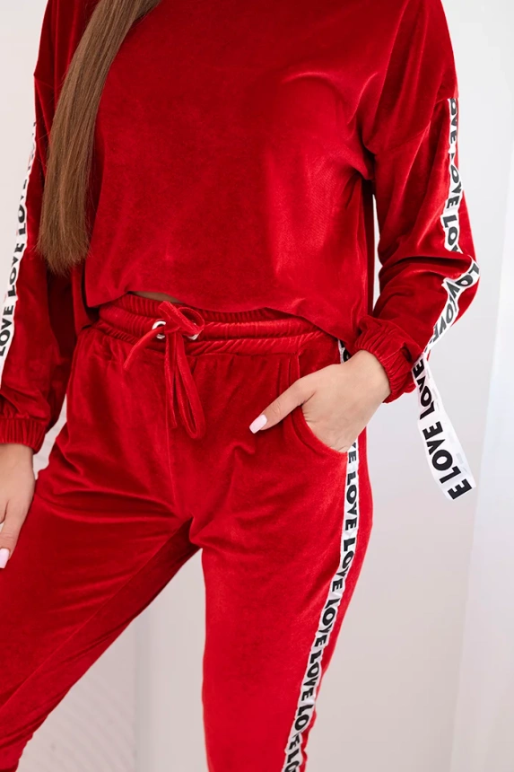 Velor set Love red