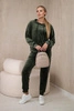 Velour set kangaroo sweatshirt + pants khaki