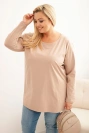 Moteriška Plus Size medvilninė palaidinė su apvaliu iškirpimu fango