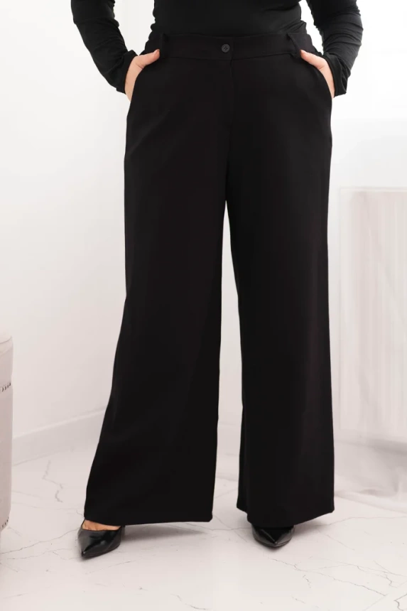 Plus Size women's pants with wide leg and belt chocolate