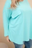 Dámská blůza Plus Size s bavlnou, kapsou a ohrnutým rukávem mátová