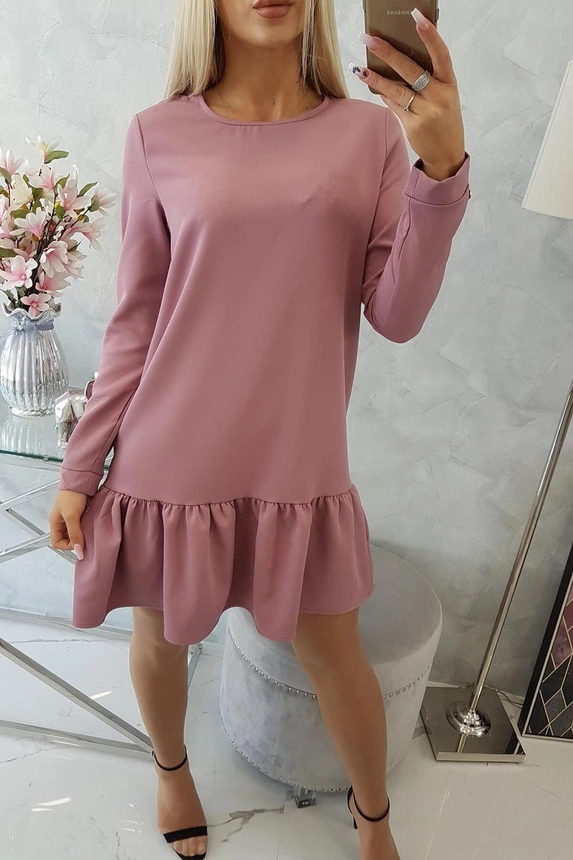 Dress with a flounce dark pink