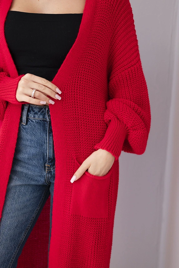 Pullover lange Strickjacke rot