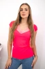 Bluse mit Spitzenausschnitt rosa neon