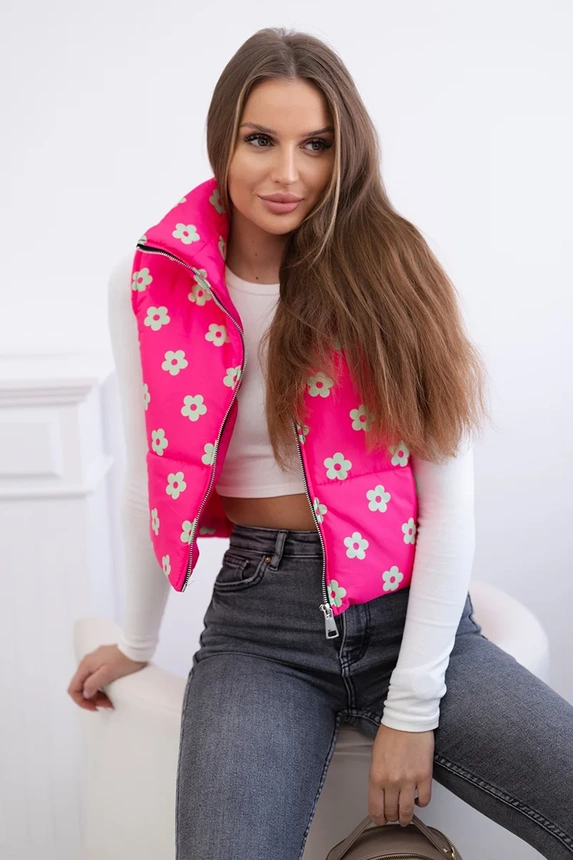 Vest with small flowers fuchsia