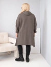 Dámská bavlněná mikina Plus Size s kapucí a pletenou vsadkou fango