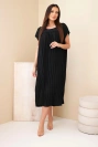 Women's viscose pleated dress with short sleeves black