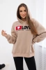 Insulated cotton sweatshirt with a hood Love dark beige