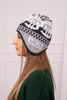 Women's cap Maryla K406 white+graphite+dark grey