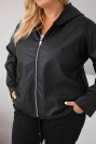 Plus Size women's jacket with hood and adjustable hem black