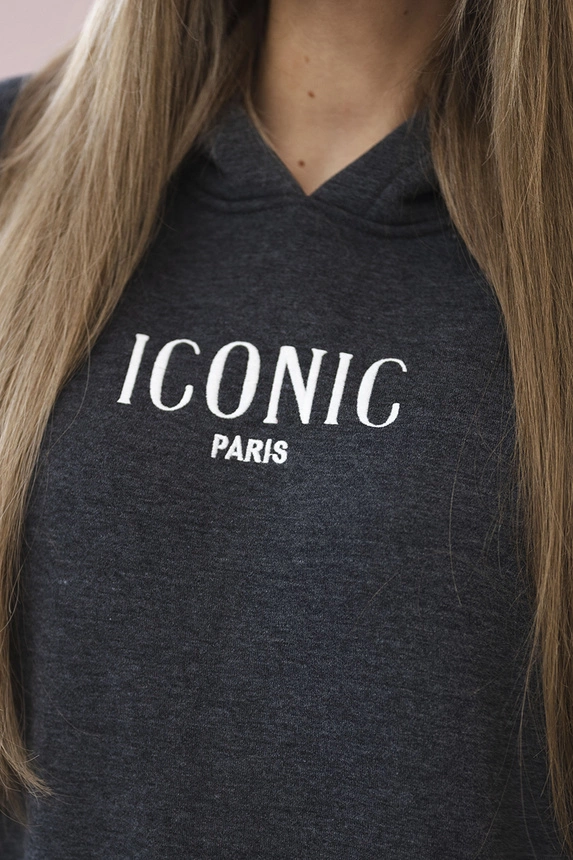 Insulated cotton set, sweatshirt with embroidery + pants Graphite