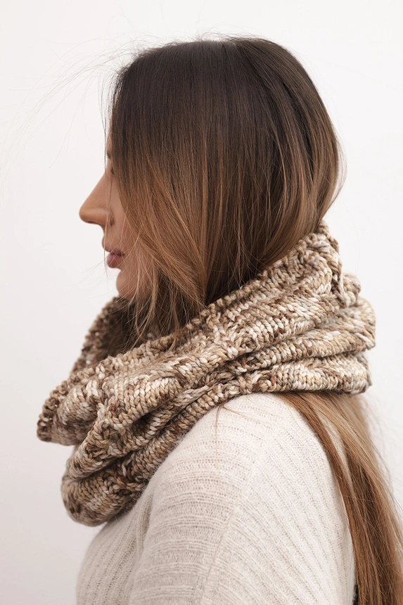 Women's wool soft melange winter scarf KN25 camel