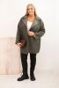 Moteriškas paltas Plus Size avikailis su vilna ir kišenėmis šviesiai khaki
