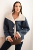 Damenjacke Plus Size mit Kapuze und Lammfell bordeaux
