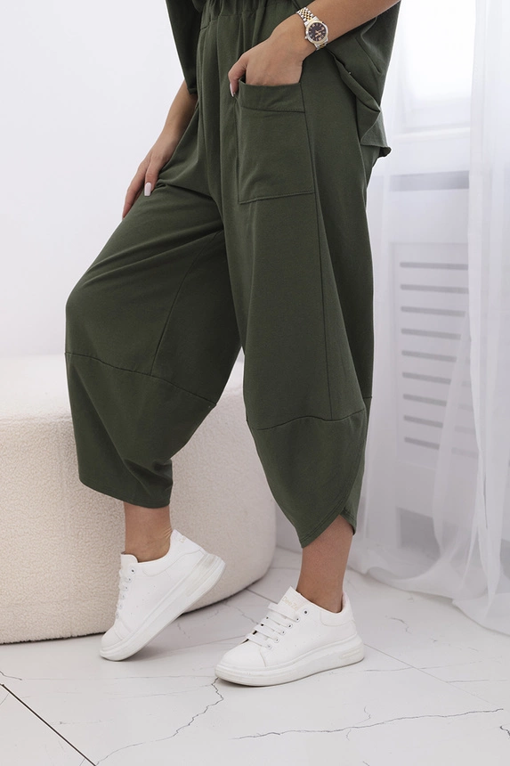 Baumwollset Bluse + Hose helles Khaki