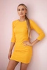 Dress with decorative buttons mustard