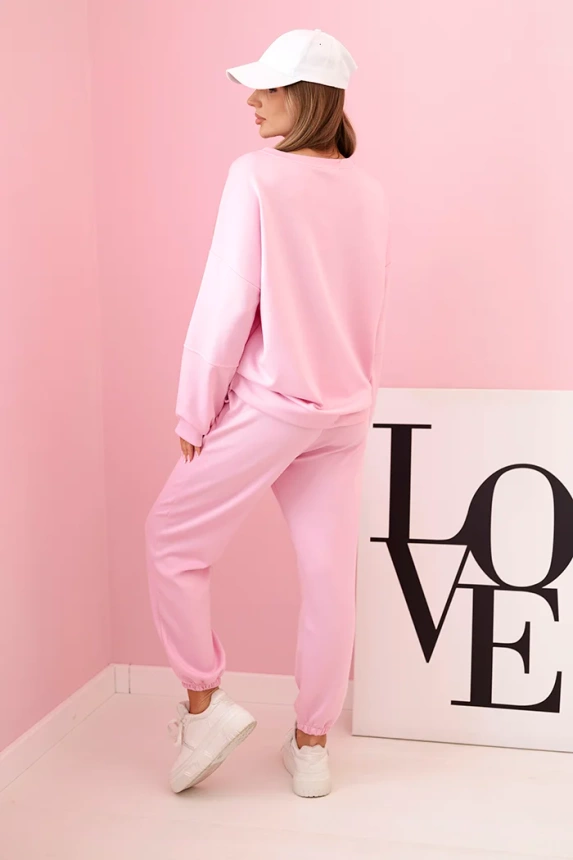 Set sweatshirt + pants buttery fabric candy pink
