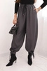 Damenhose mit weitem Bein und Bindung unten grau