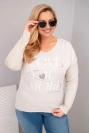 Dámska blúzka Plus Size s nápisom Love You More béžová