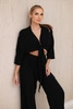 Viscose set blouse tied at the bottom + trousers black