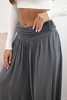 Damenhose aus Viskose mit weitem Bein und Rüschen graphit