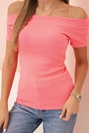 Women's cotton blouse with a V-neck and print white