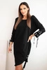 Asymmetrical women's dress with decorative ribbons and 3/4 sleeves, color