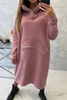 Insulated dress with a hood dark pink