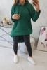 Padded sweatshirt with long back and hood dark green