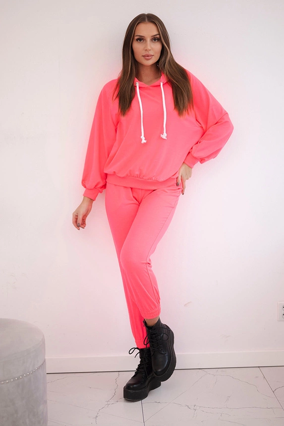 Sweatshirt-Set mit Kapuze rosa neon