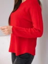 Women's sweater made of viscose with long sleeves and a round neckline red