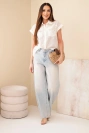 Damenbluse aus Tencel mit dekorativem Kragen und Taschen hellbeige
