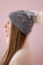 Čapica s fleece Ilona K218 šedá+biela