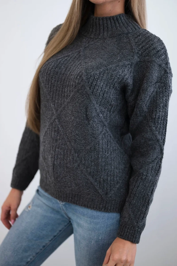 Pullover mit Diamanten über dem Kopf graphit