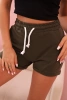 Damen Baumwollshorts mit Gummibund und Bindeband in der Taille khaki