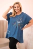  Dámska blúzka Plus Size s nášivkami džínovina
