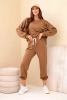 Set sweatshirt + pants buttery fabric camel